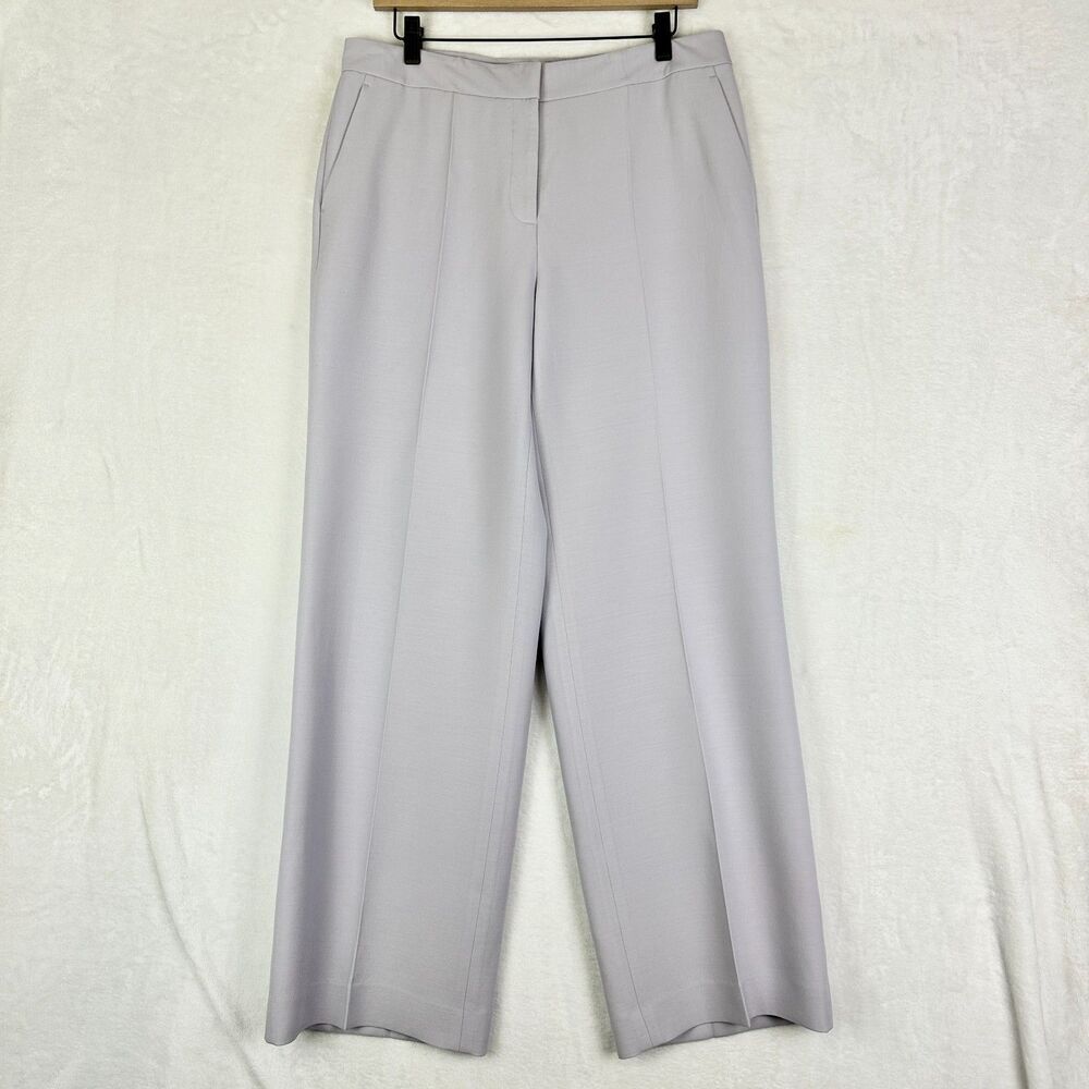 Lafayette 148 Wool Silk Crepe Wide Leg Trouser Pants Size 10 Lilac Purple